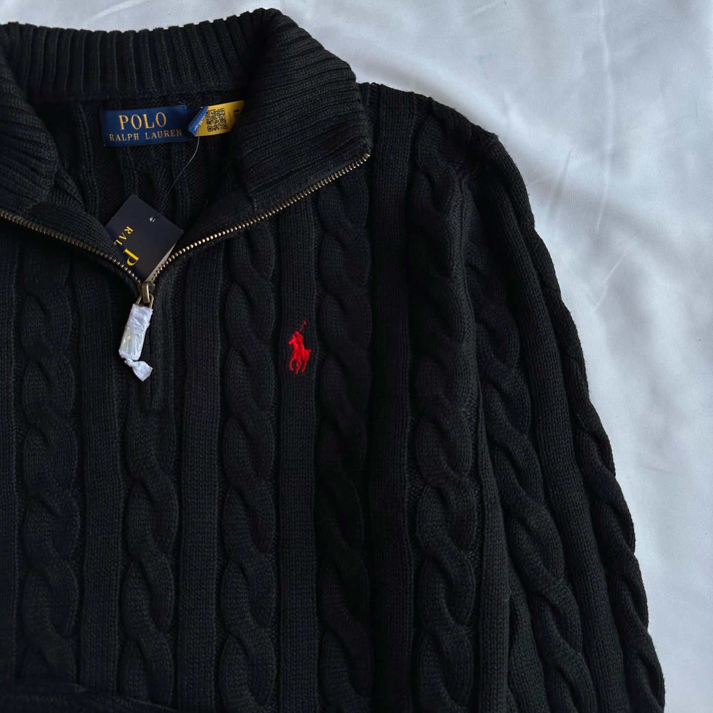 Cable-Knit Cotton Quarter-Zip Sweater