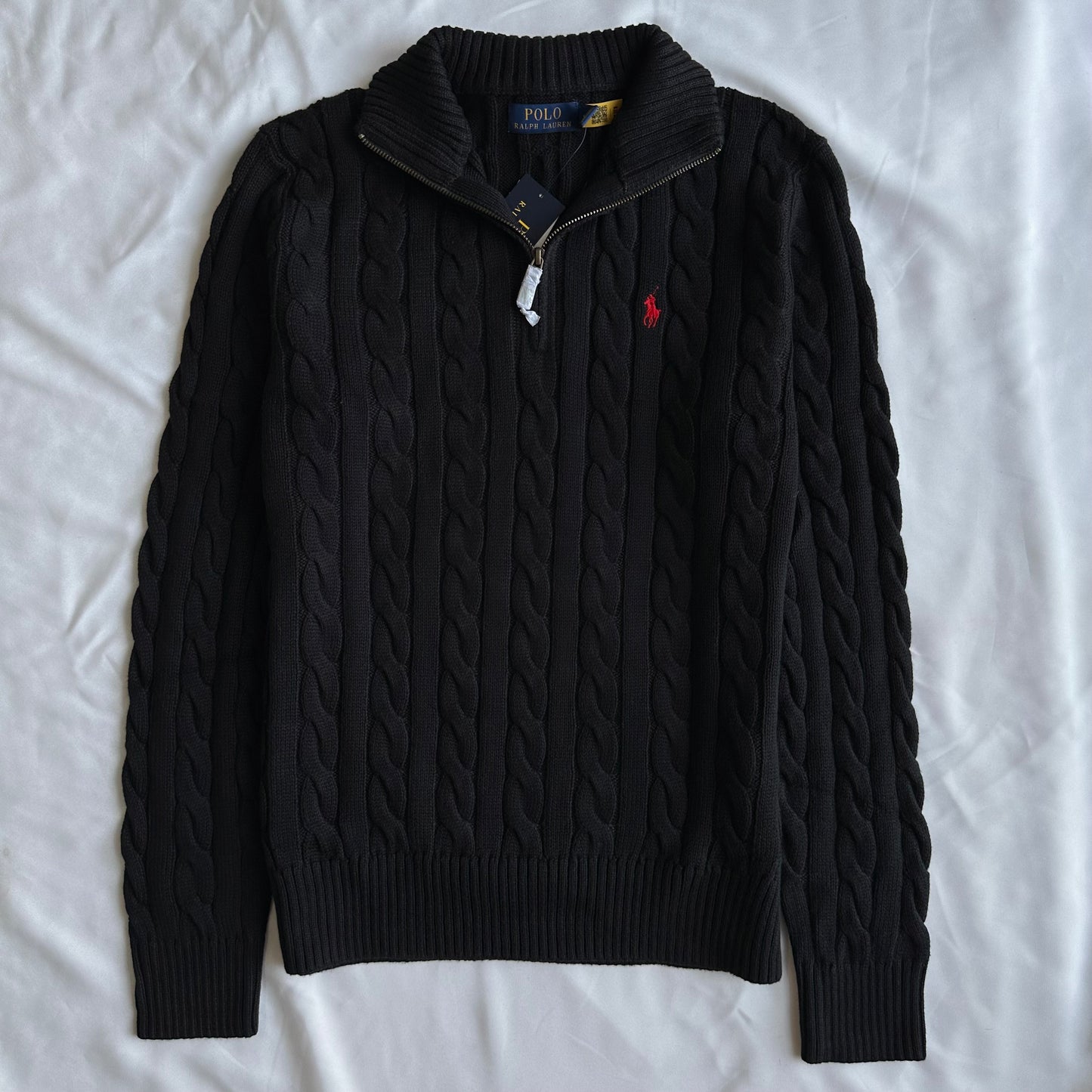Cable-Knit Cotton Quarter-Zip Sweater
