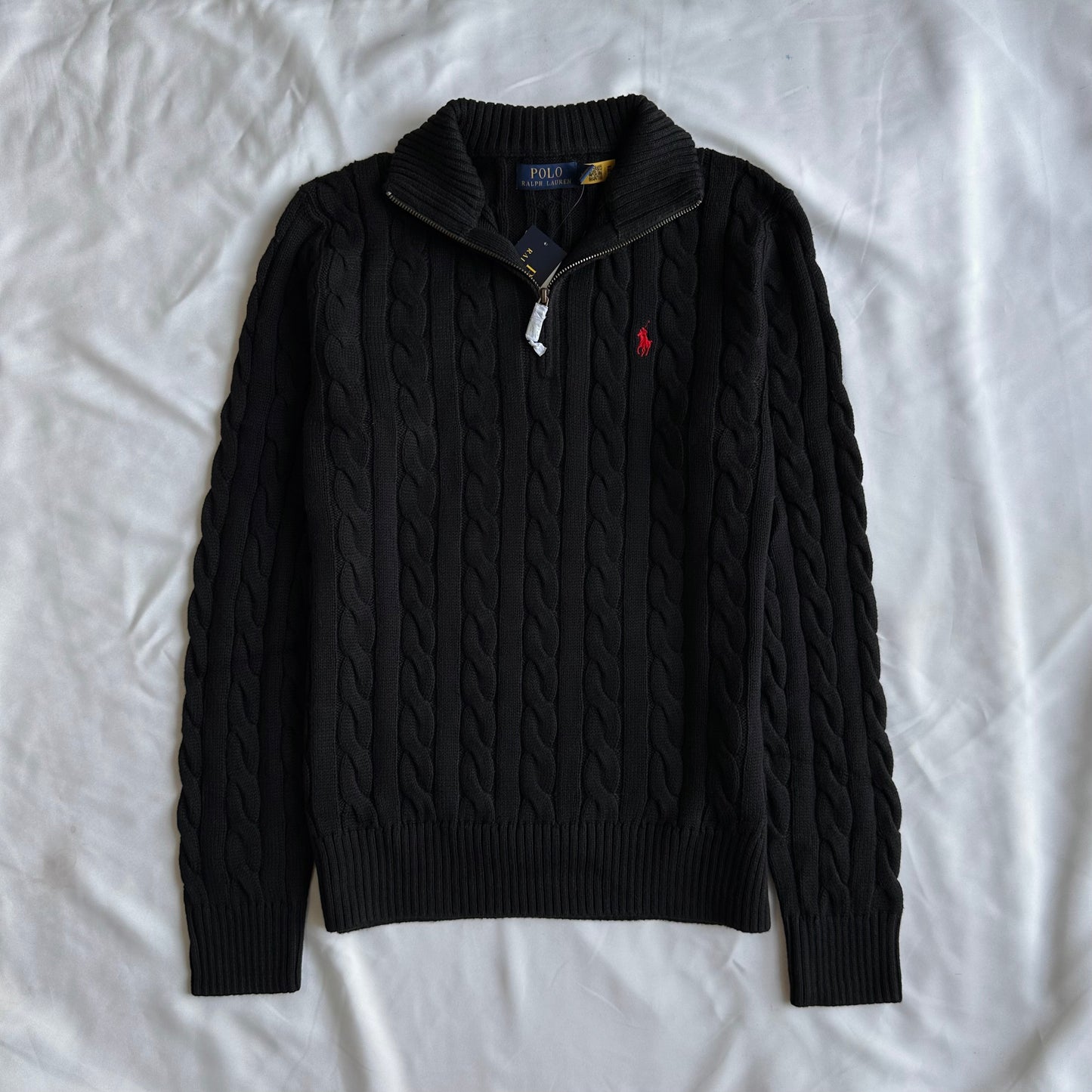 Cable-Knit Cotton Quarter-Zip Sweater