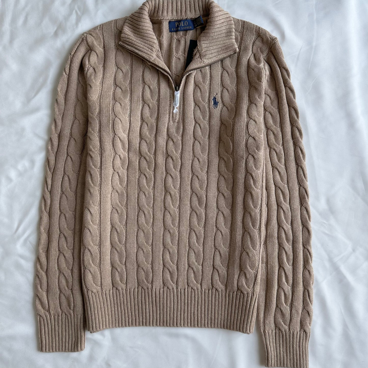 Cable-Knit Cotton Quarter-Zip Sweater