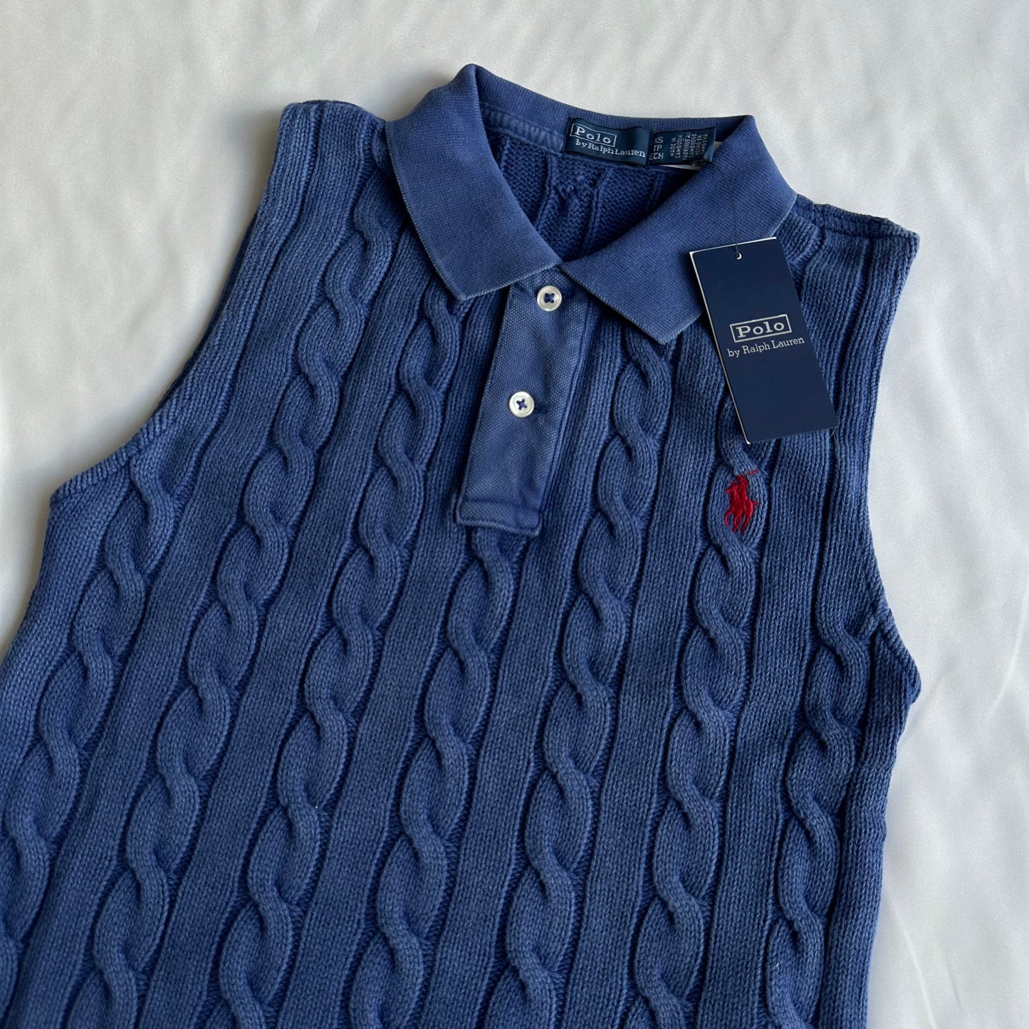 Cable-knit cotton tank top