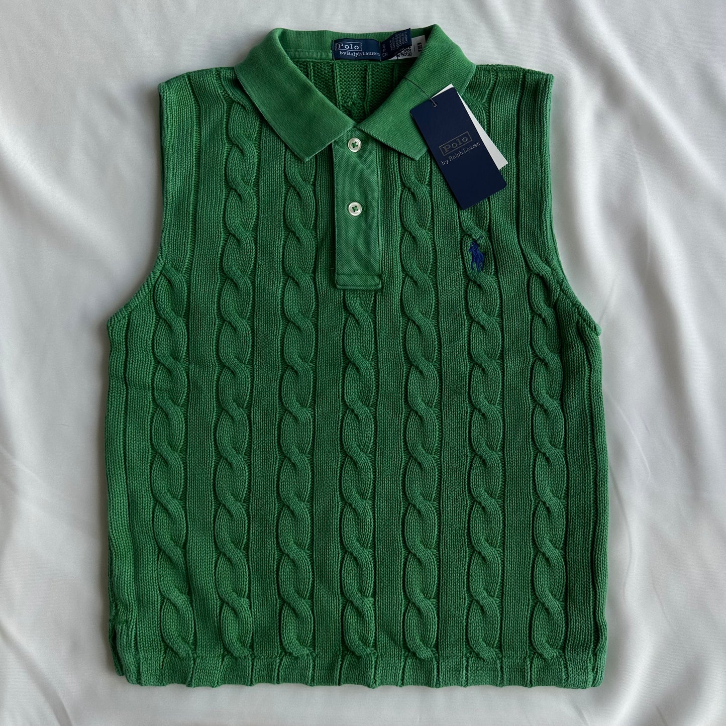 Cable-knit cotton tank top