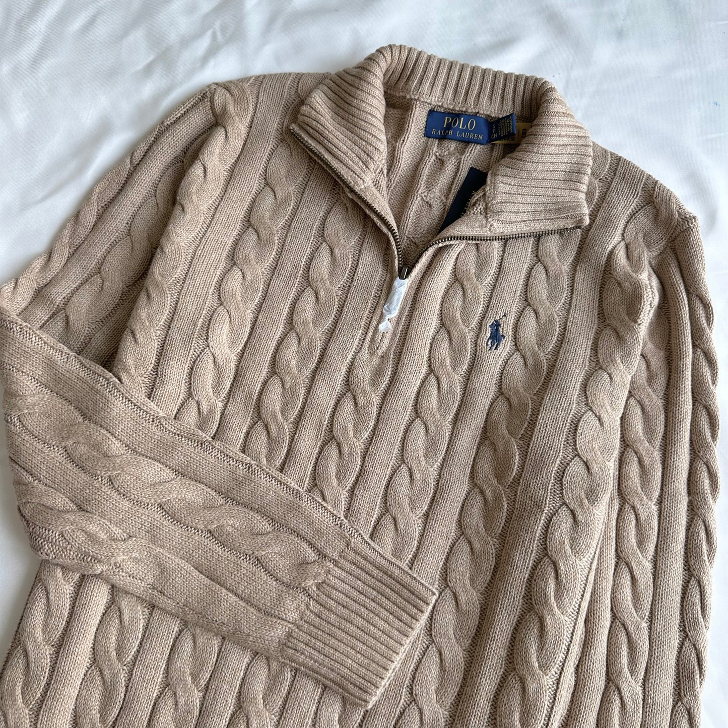 Cable-Knit Cotton Quarter-Zip Sweater