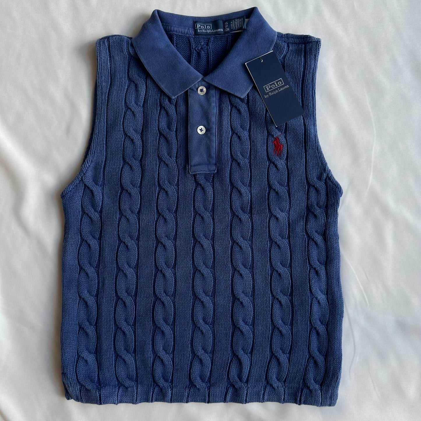 Cable-knit cotton tank top