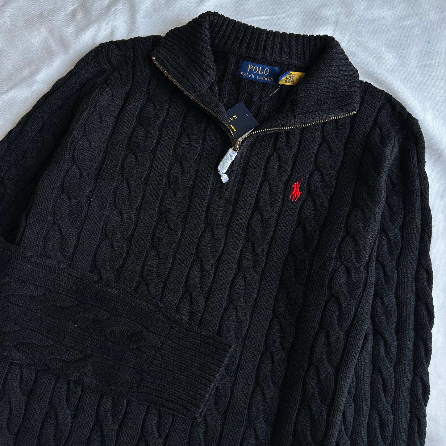 Cable-Knit Cotton Quarter-Zip Sweater