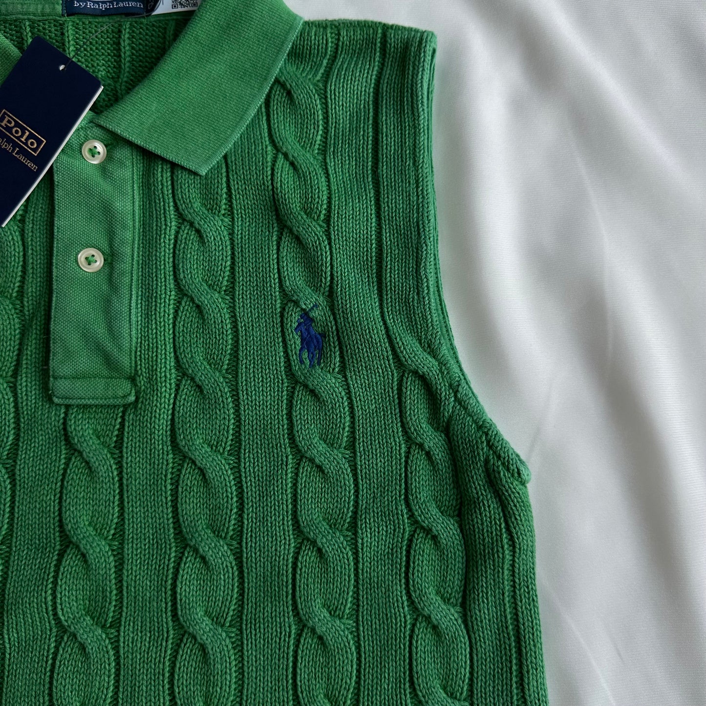 Cable-knit cotton tank top