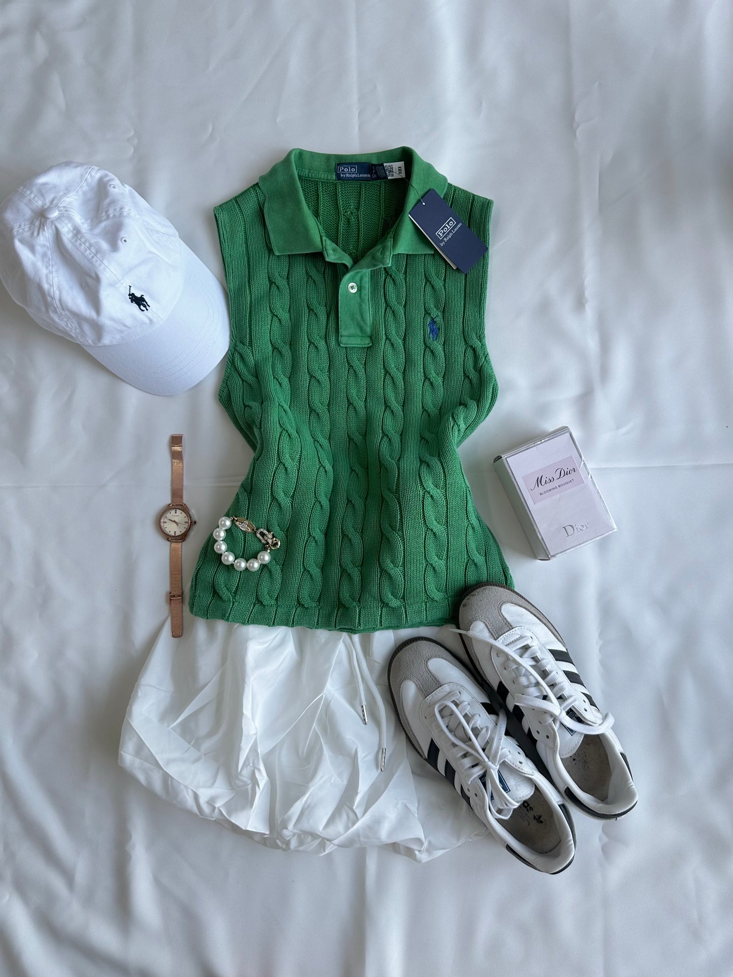 Cable-knit cotton tank top