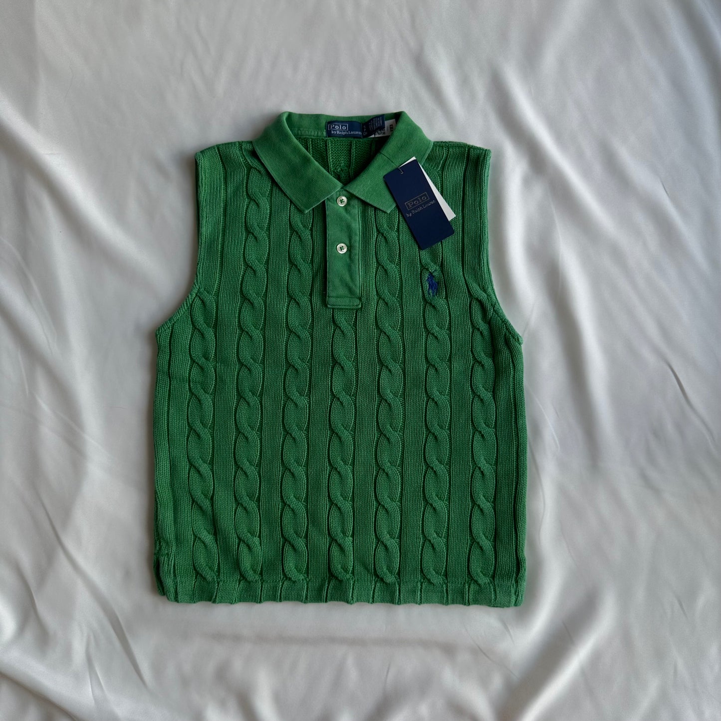 Cable-knit cotton tank top