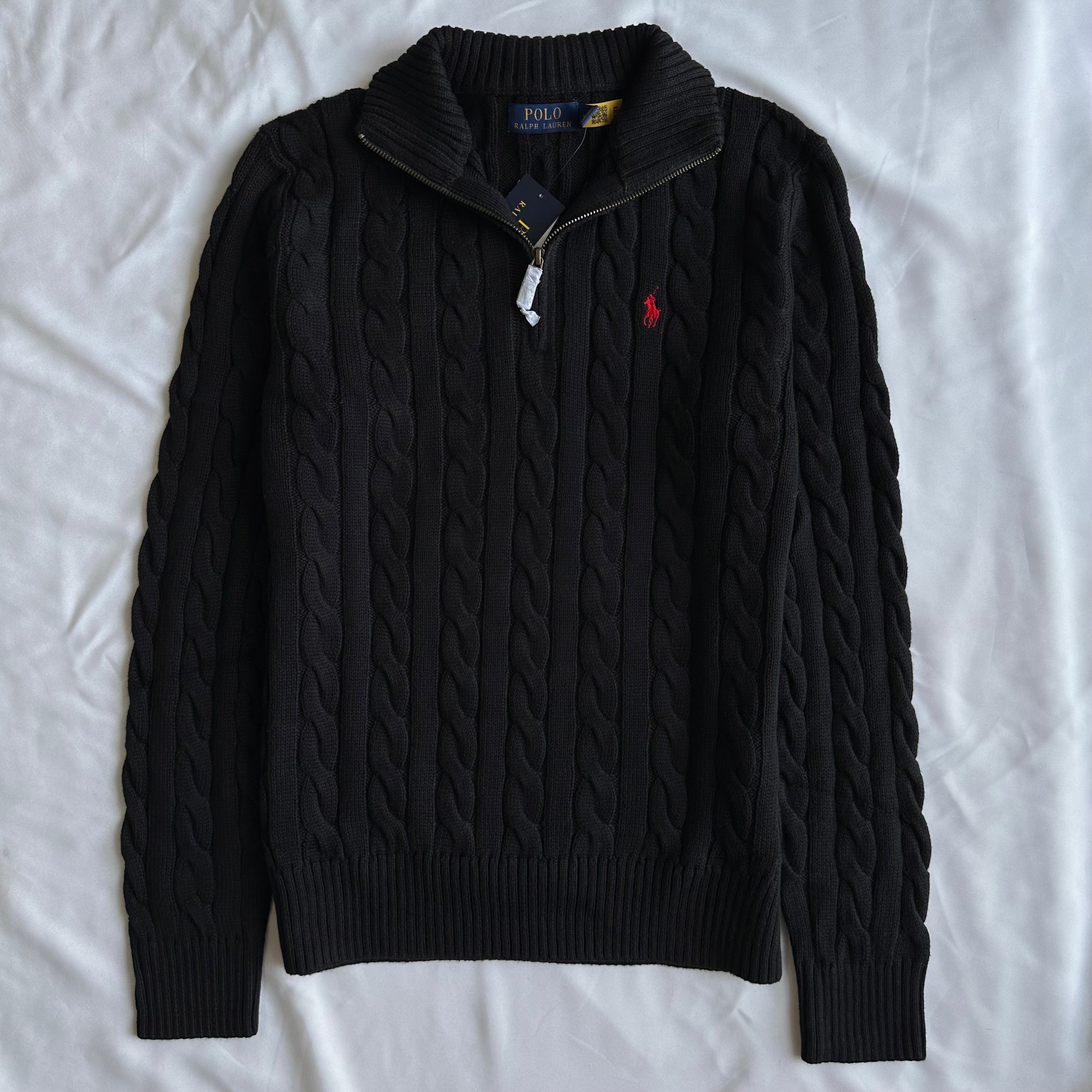 Cable-Knit Cotton Quarter-Zip Sweater