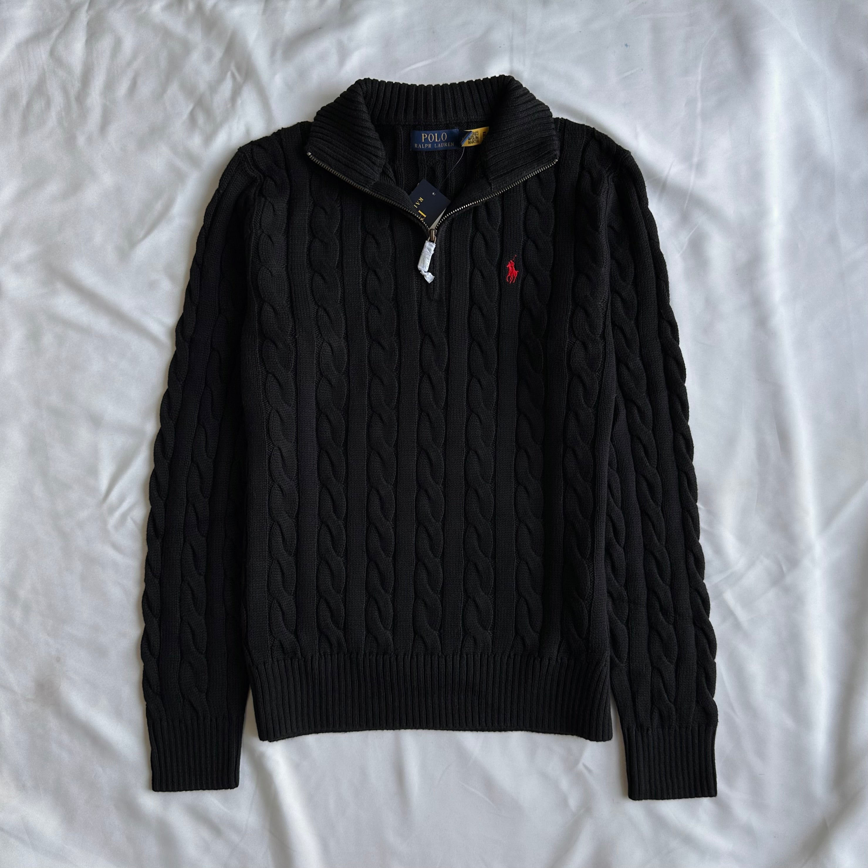Cable-Knit Cotton Quarter-Zip Sweater
