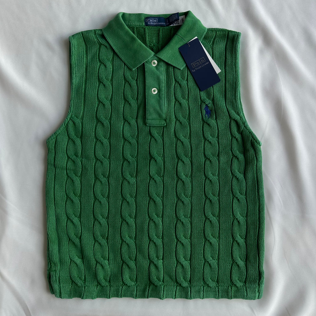Cable-knit cotton tank top