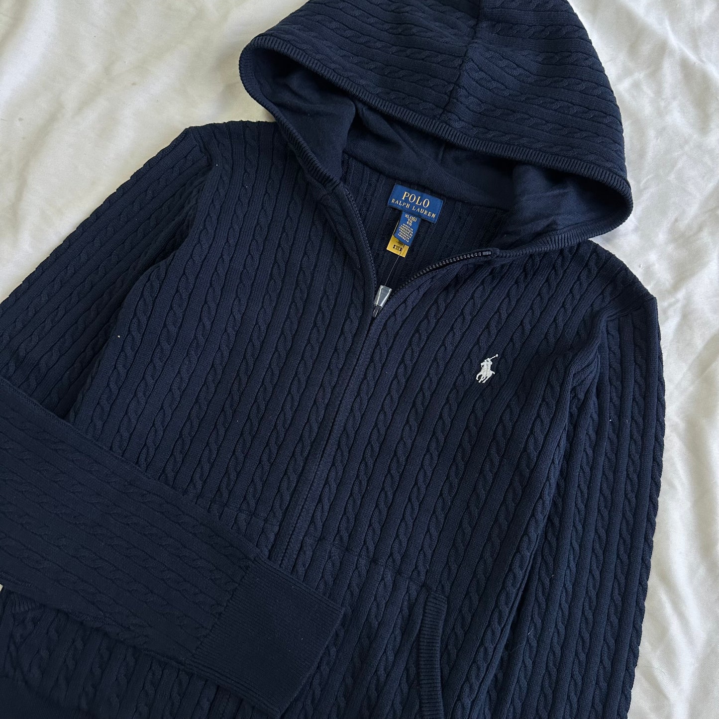 Mini-Cable Cotton Full-Zip Hoodie