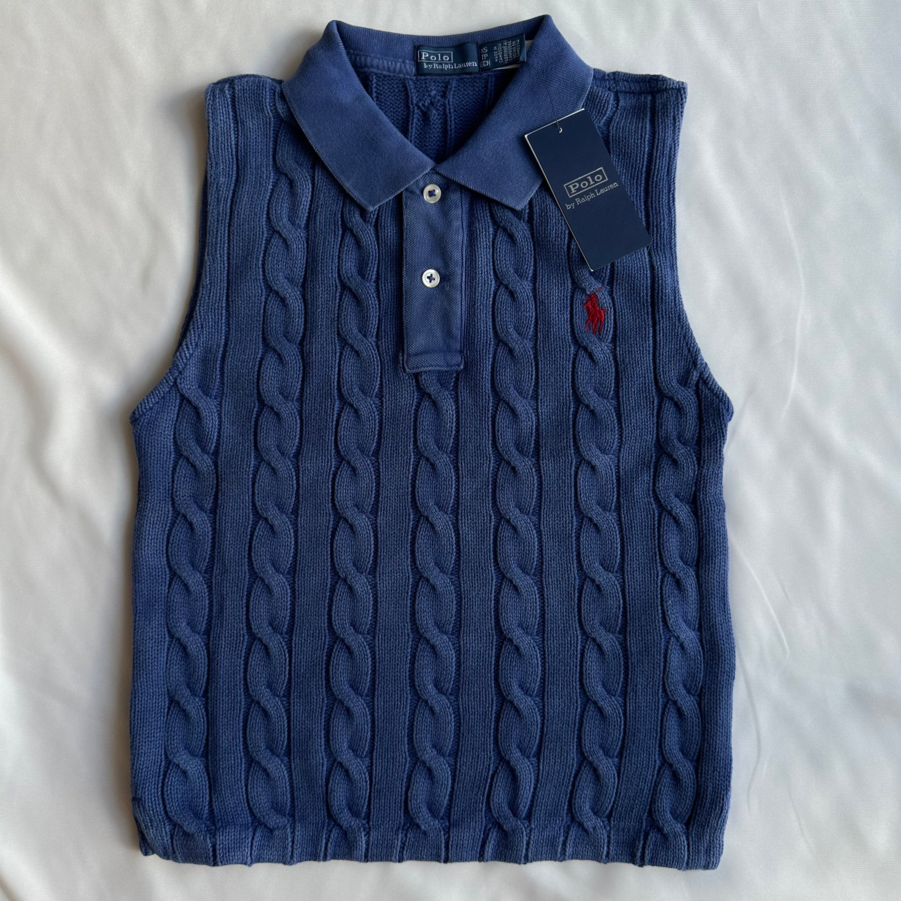 Cable-knit cotton tank top