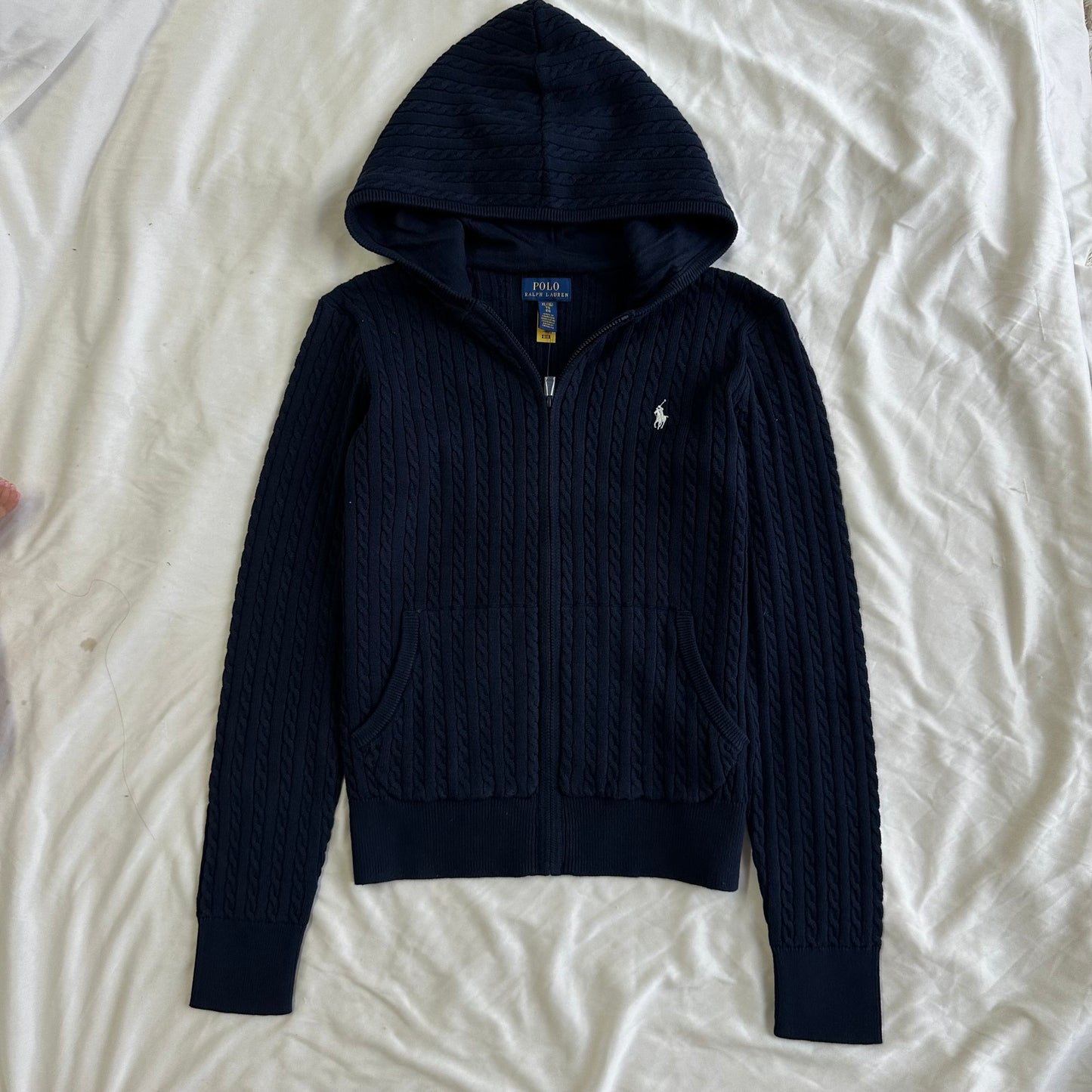 Mini-Cable Cotton Full-Zip Hoodie