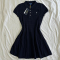 Cable-Knit Cotton Polo Sweater Dress