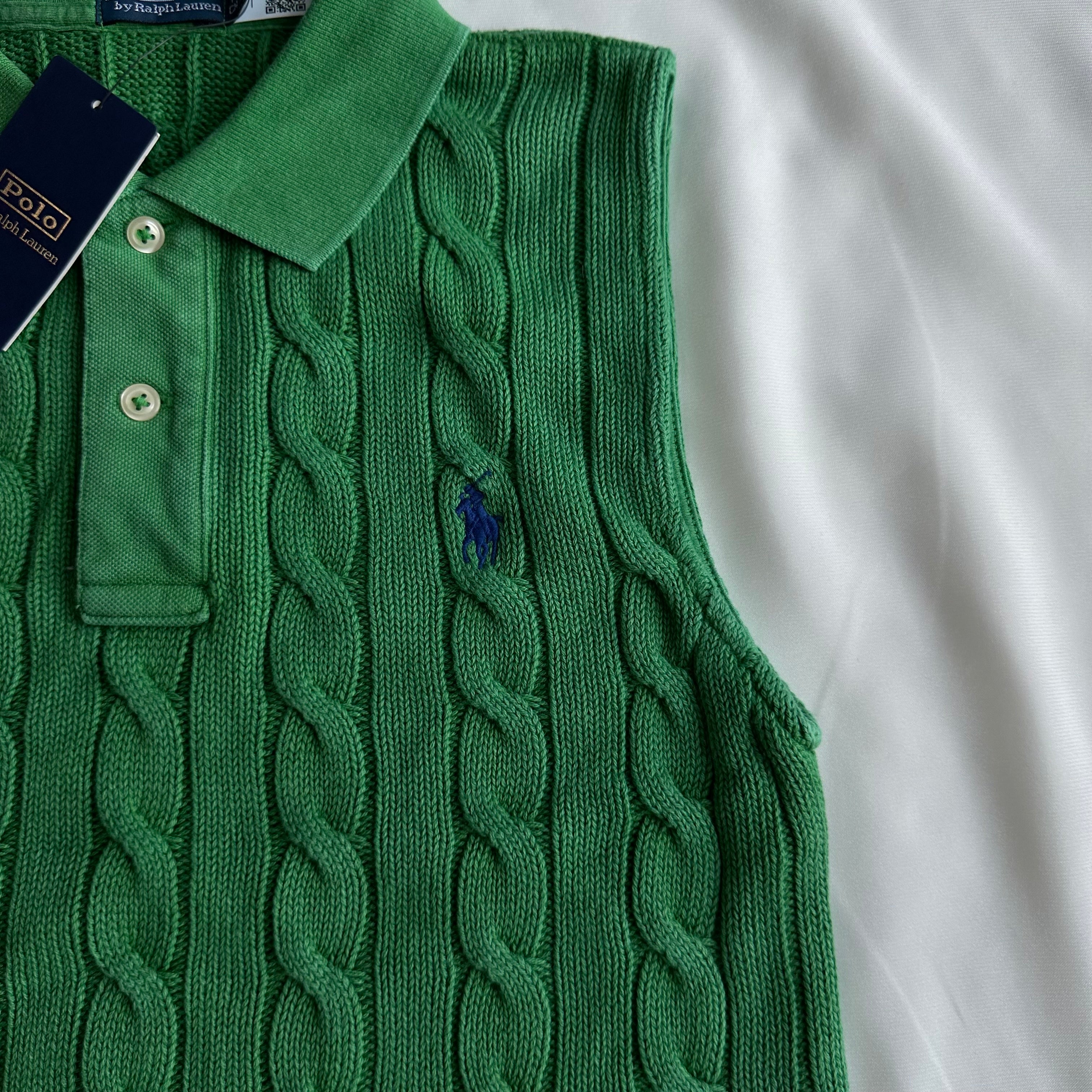 Cable-knit cotton tank top