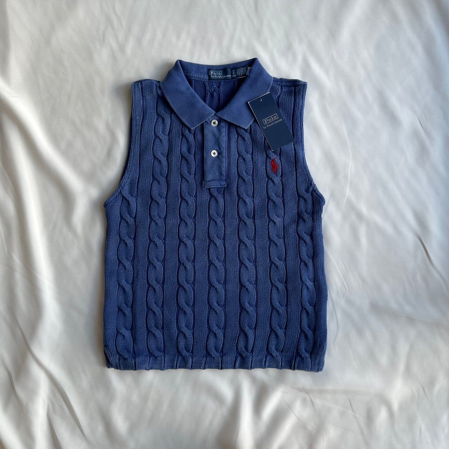 Cable-knit cotton tank top