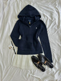 Mini-Cable Cotton Full-Zip Hoodie