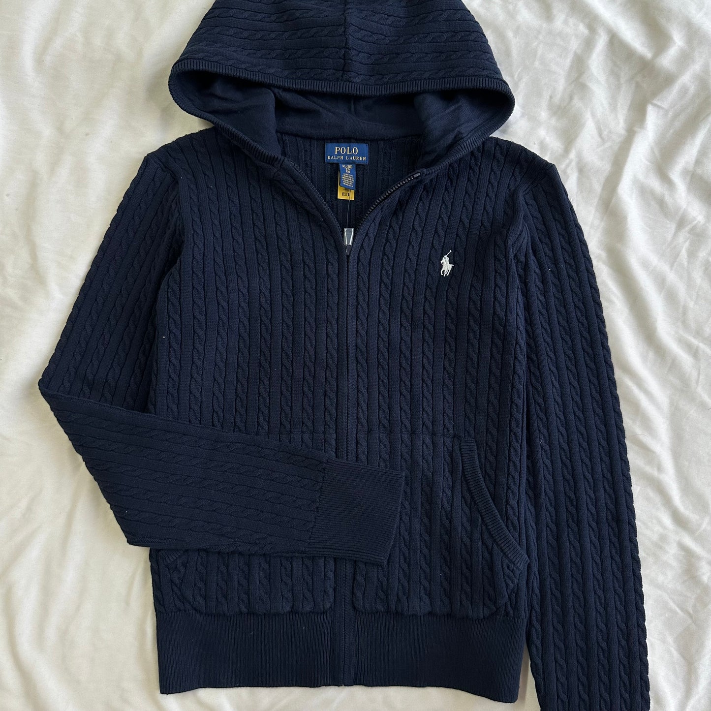 Mini-Cable Cotton Full-Zip Hoodie